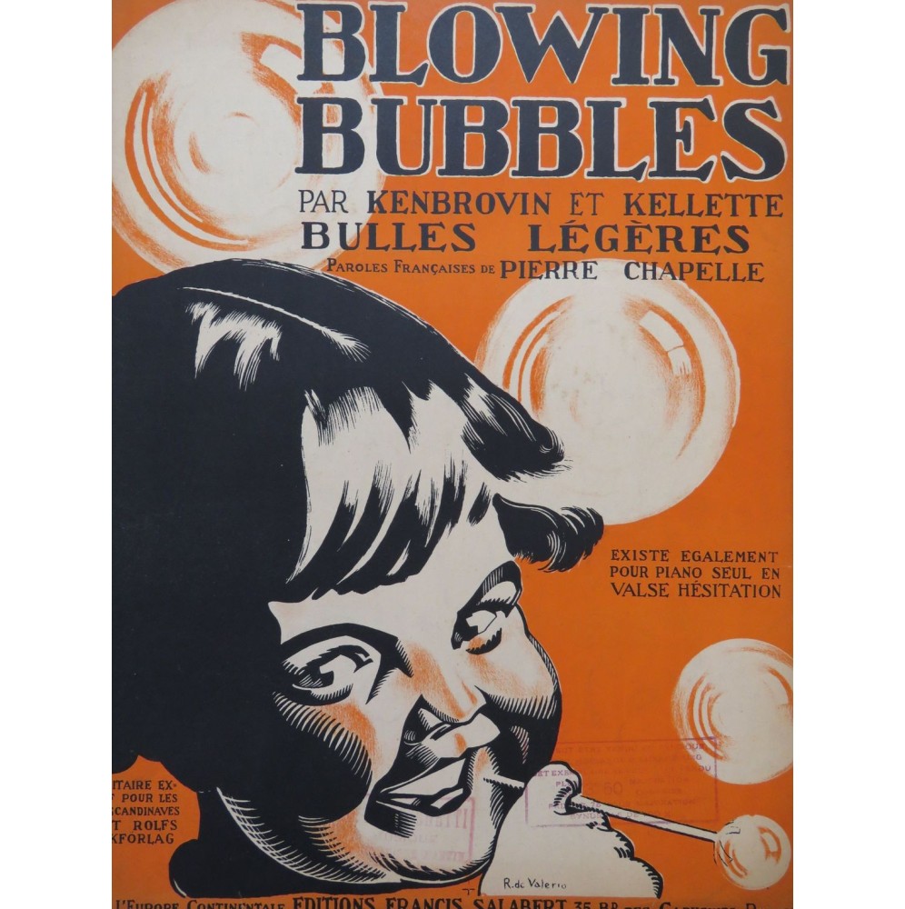 KENBROVIN Jaan et KELLETTE John William Blowing Bubbles Piano 1919