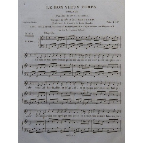 MAILLARD Nélia Le Bon Vieux Temps Chant Piano ca1840