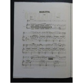 VERDI Giuseppe Rigoletto No 6 Chanson Chant Piano ca1880
