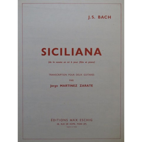 BACH J. S. Siciliana pour 2 Guitares 1962