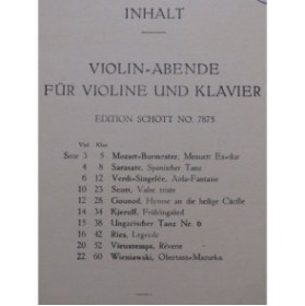 Violin-Abende Beliebte Stücke 10 pièces Violon Piano 1919