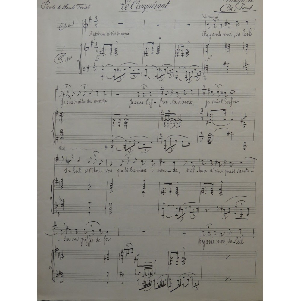 PONS Charles Le Conquérant Manuscrit Chant Piano