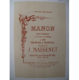MASSENET Jules Manon Piano 1894