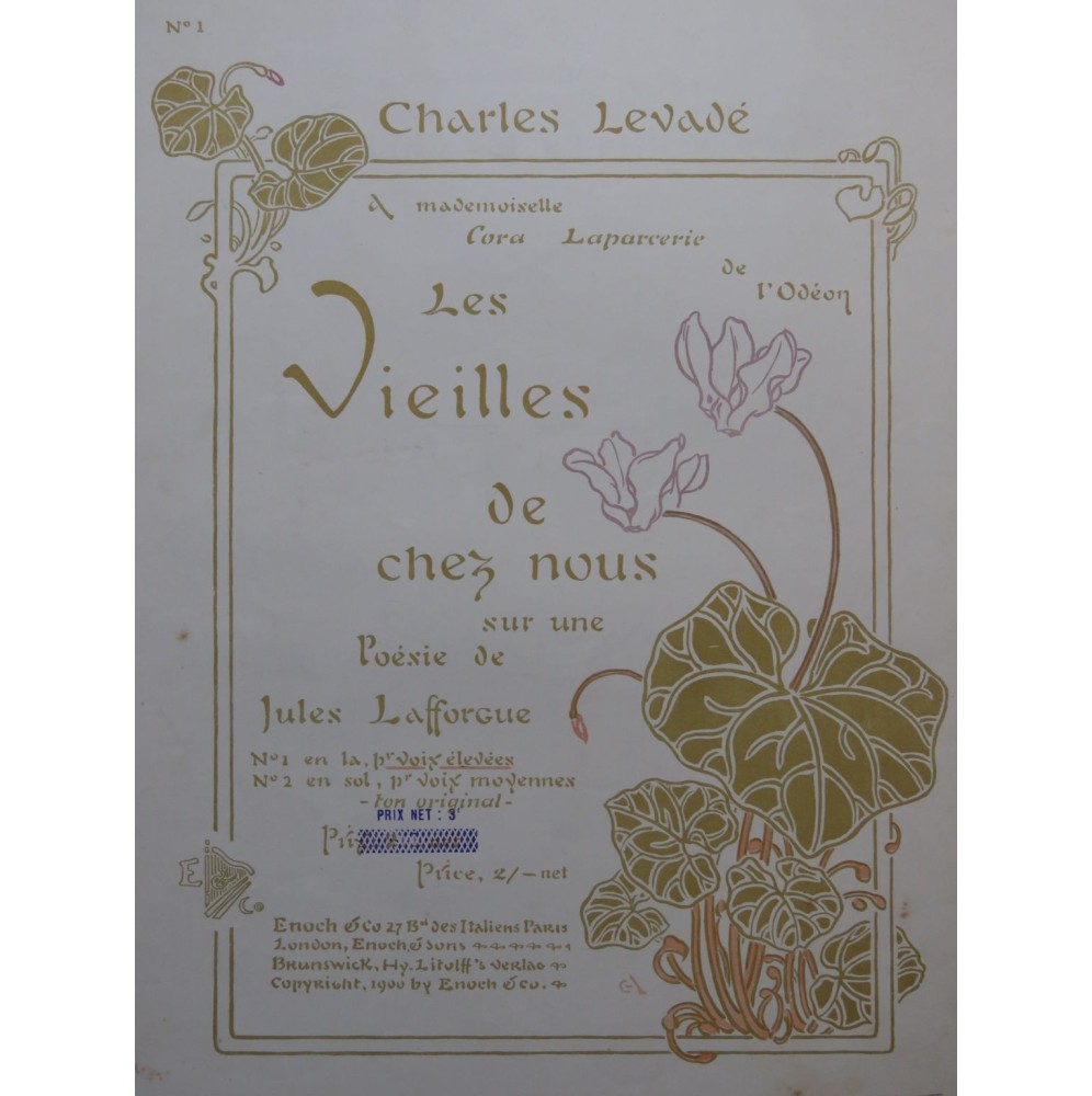 LEVADÉ Charles Les vieilles de chez nous Chant Piano 1900