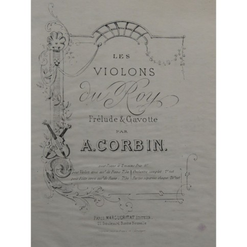 CORBIN A. Les Violons du Roy Prélude et Gavotte Orchestre XIXe