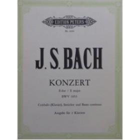 BACH J. S. Konzert E dur E Major 2 Pianos 4 mains