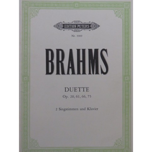 BRAHMS Johannes Duette Chant Piano