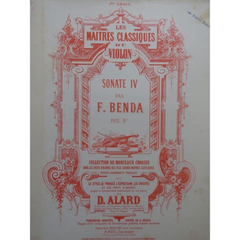 BENDA François Sonata IV Violon Piano