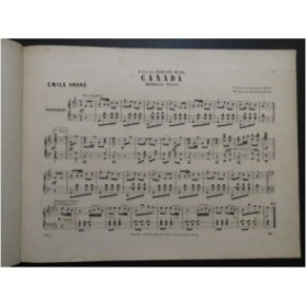 ANDRÈS Émile Canada Quadrille Créole Piano ca1850