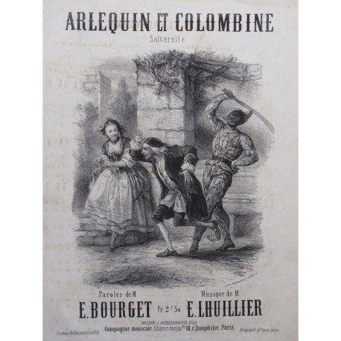 LHUILLIER Edmond Arlequin et Colombine Chant Piano ca1850