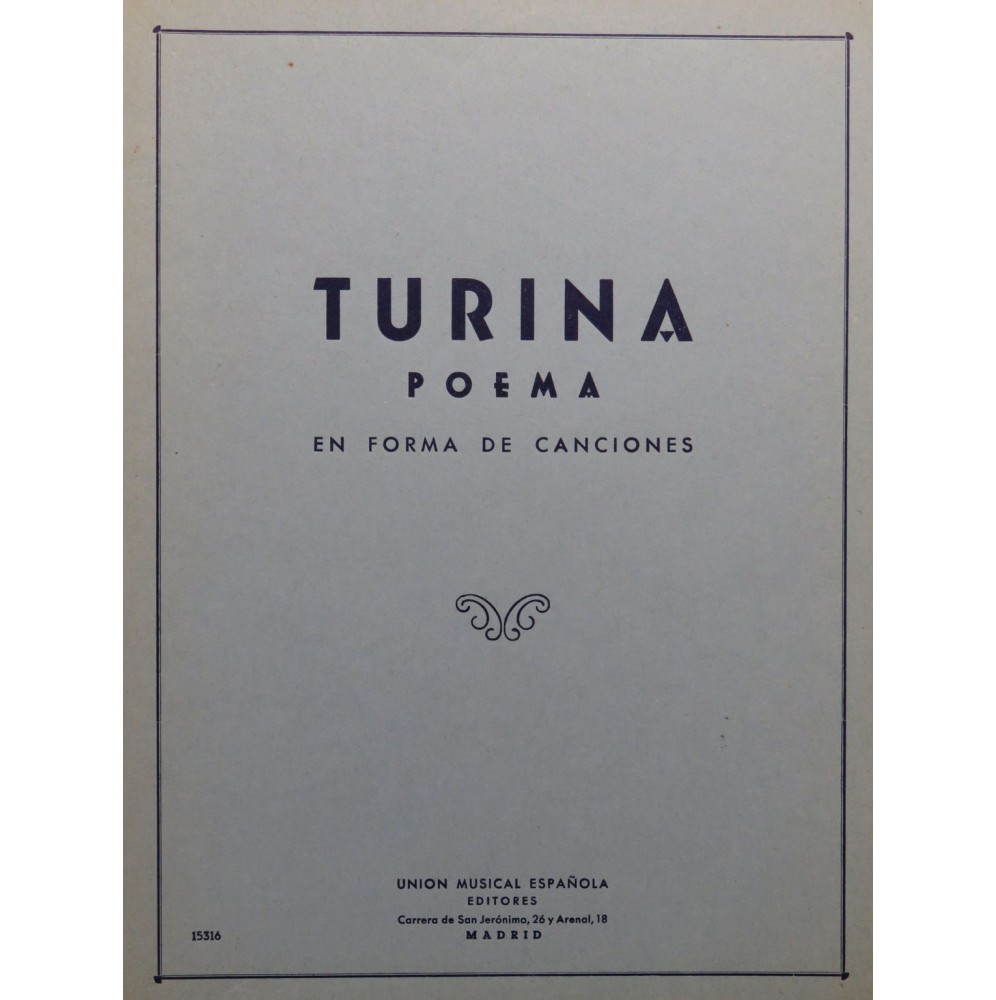 TURINA Joachim 5 pièces Piano 1923