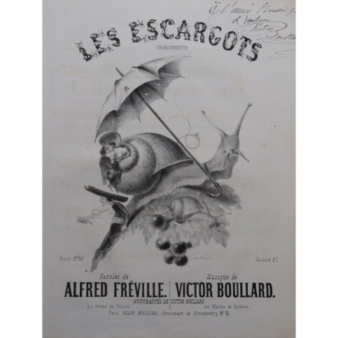 BOULLARD Victor Les Escargots Dédicace Chant Piano XIXe