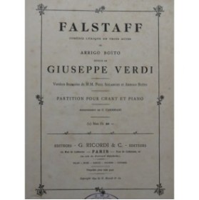 VERDI Giuseppe Falstaff Opéra Piano Chant 1894
