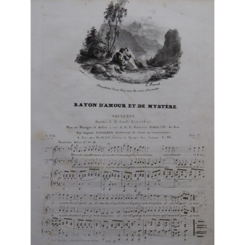 PANSERON Auguste Rayon d'amour et de mystère Chant Piano ca1830