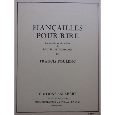 POULENC Francis Fiançailles pour rire Chant Piano