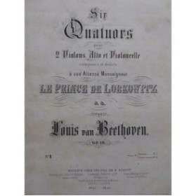 BEETHOVEN Quatuor op 18 No 1 Violons Alto Violoncelle ca1870
