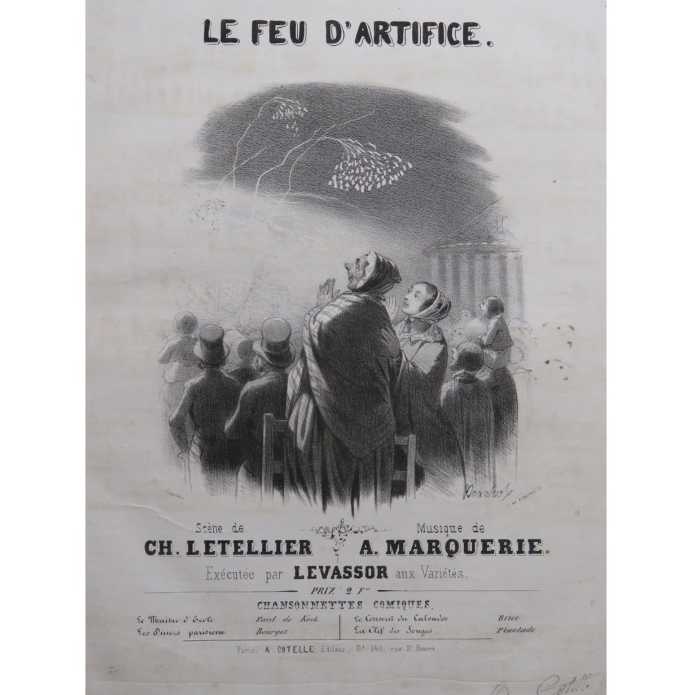 MARQUERIE A. Le Feu d'Artifice Levassor Piano Chant ca1840