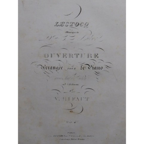 AUBER D. F. E. Lestocq Ouverture Piano ca1850