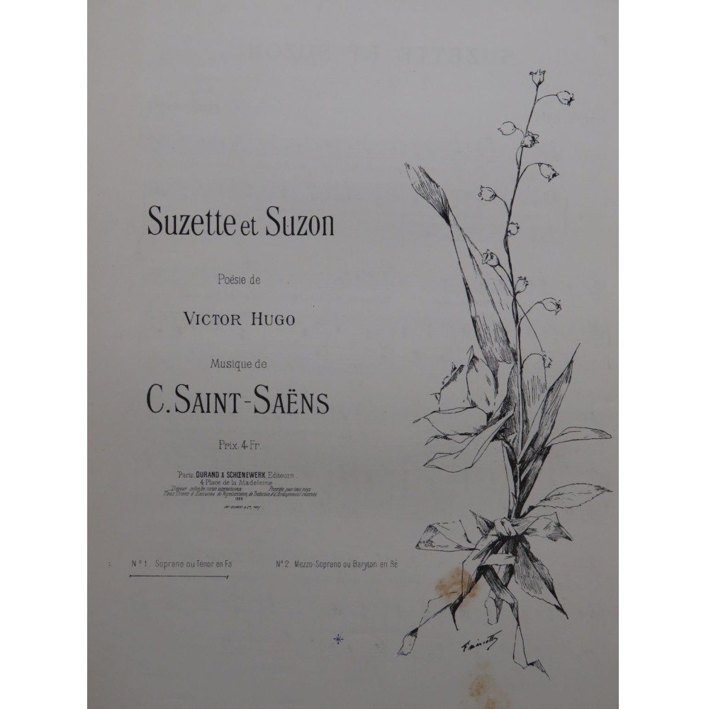 SAINT-SAËNS Camille Suzette et Suzon Chant Piano 1889