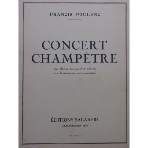 POULENC Francis Concert Champêtre 2 Clavecin ou Pianos 4 mains