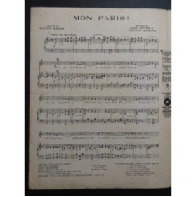 BOYER Jean et SCOTTO Vincent Mon Paris ! Chant Piano 1925