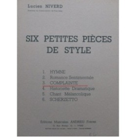 NIVERD Lucien Complainte Saxophone ou Alto Piano 1939