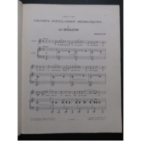 MILHAUD Darius Chants Populaires Hébraïques Chant Piano 1926