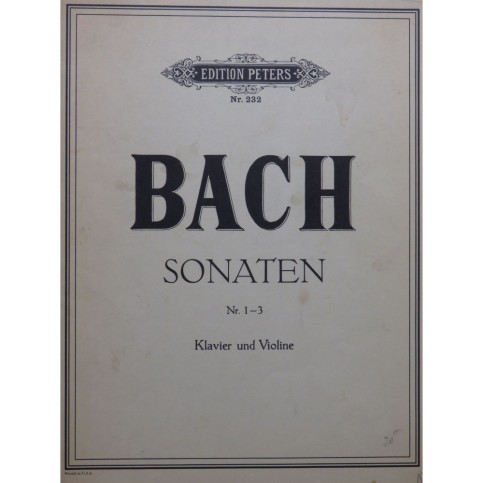 BACH J. S. Sonaten Sonates 1 à 3 Violon Piano
