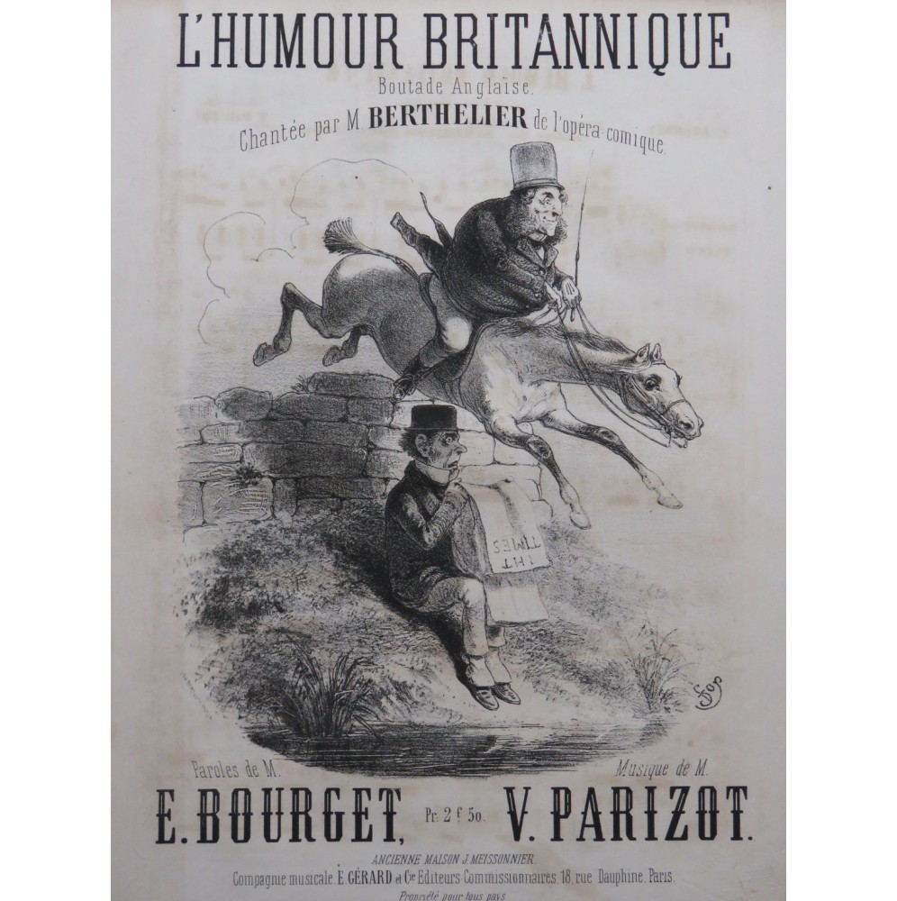 PARIZOT Victor L'Humour Britannique Chant Piano ca1866