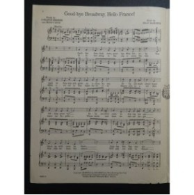 BASKETTE Billy Good-Bye Broadway, Hello France Chant Piano 1917