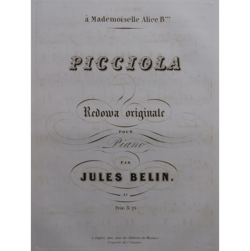 BELIN Jules Picciola Piano ca1850