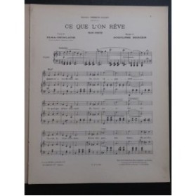 BERGER Rodolphe Ce que l'on rêve Chant Piano 1902