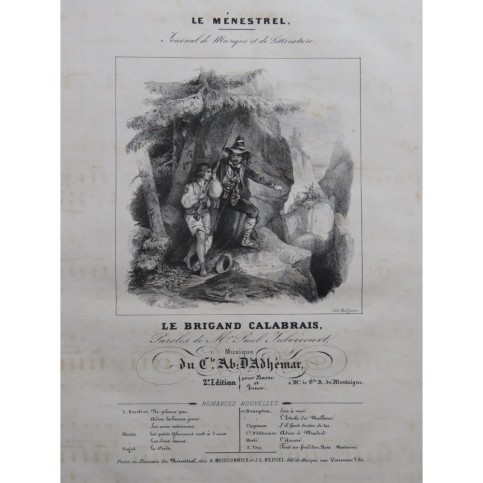 D'ADHÉMAR Abel Le Brigand Calabrais Chant Piano ca1840
