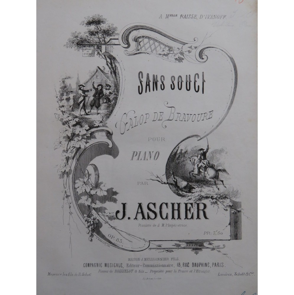 ASCHER Joseph Sans Souci Piano ca1860