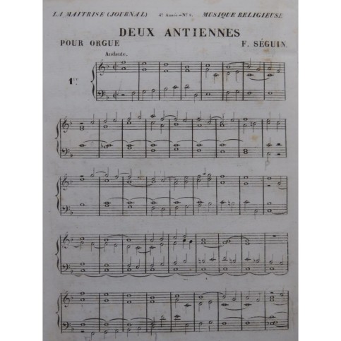 SÉGUIN François-Joseph Deux Antiennes Orgue ca1850