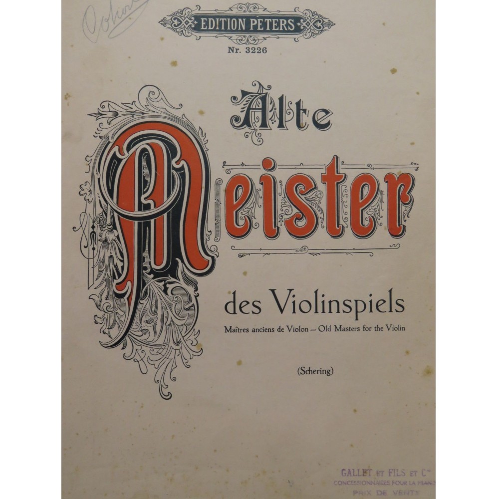 Alte Meister des Violinspiels Piano Violon 1909