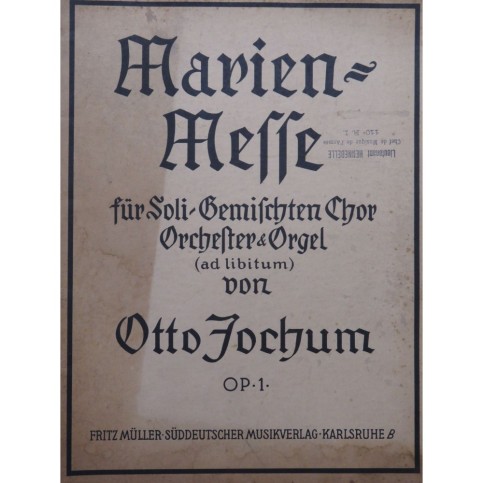 JOCHUM Otto Marien Messe Chant Orgue 1951
