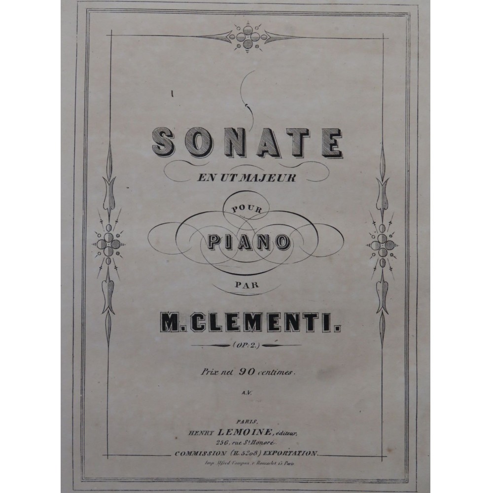 CLEMENTI Muzio Sonate en Ut Majeur Piano ca1855
