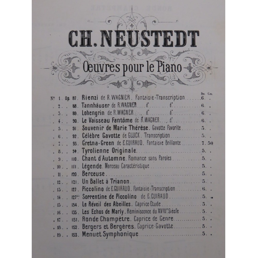 NEUSTEDT Charles Ronde Champêtre Piano ca1880