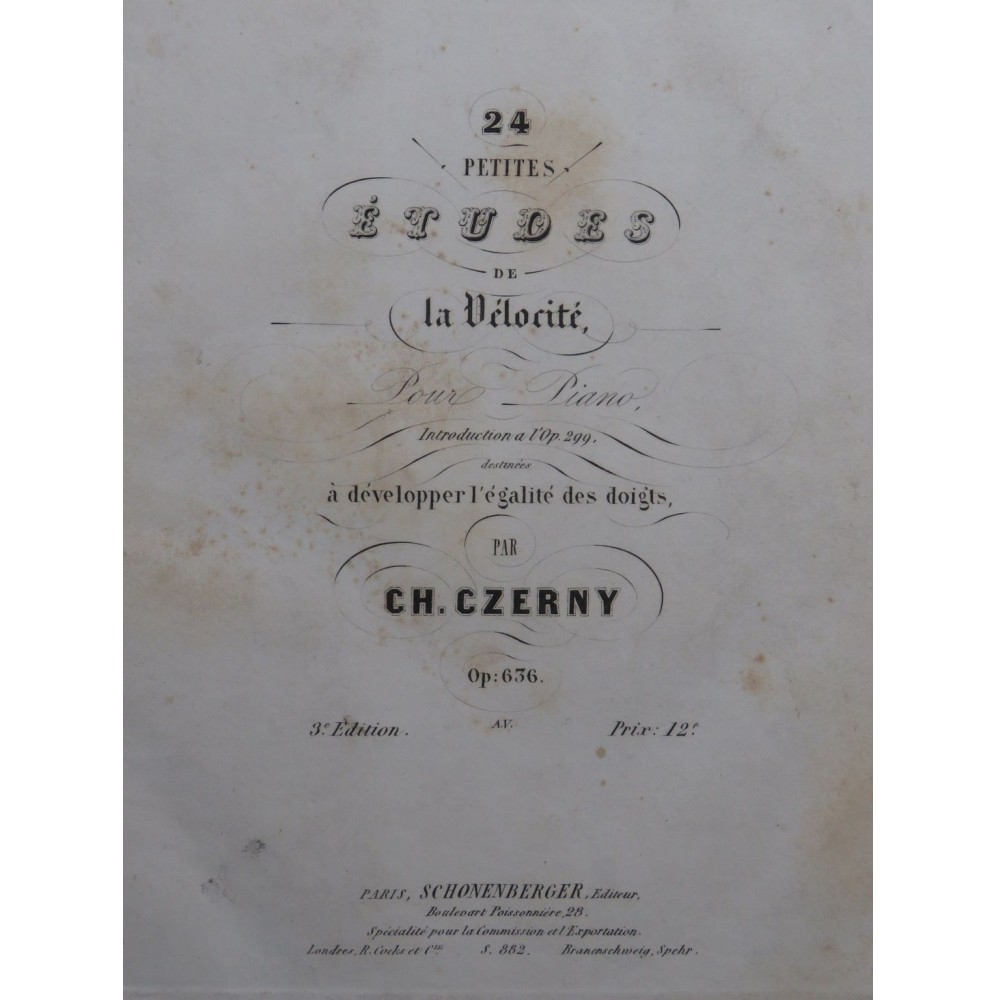 CZERNY Charles 24 petites Etudes op 636 Piano ca1840