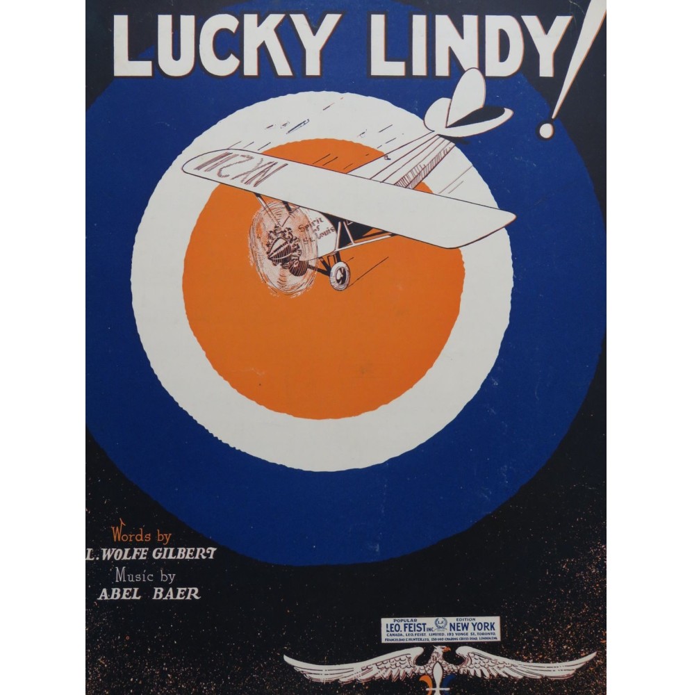 BAER Abel Lucky Lindy Chant Piano 1927