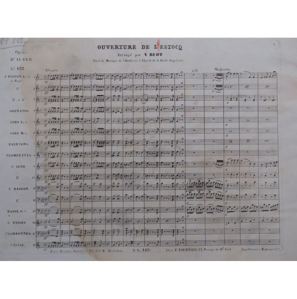 AUBER D. F. E. Lestocq Ouverture Orchestre Fanfare XIXe