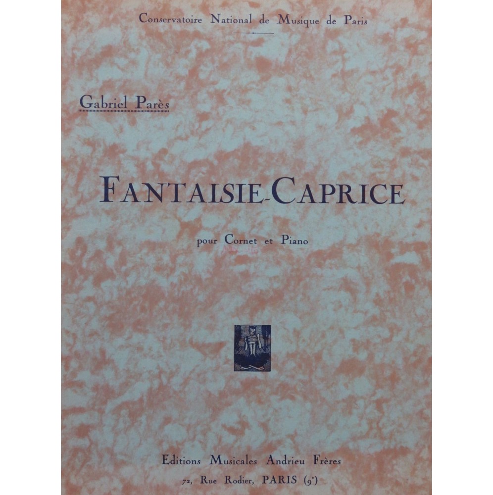 PARÈS Gabriel Fantaisie Caprice Piano Saxophone 1911