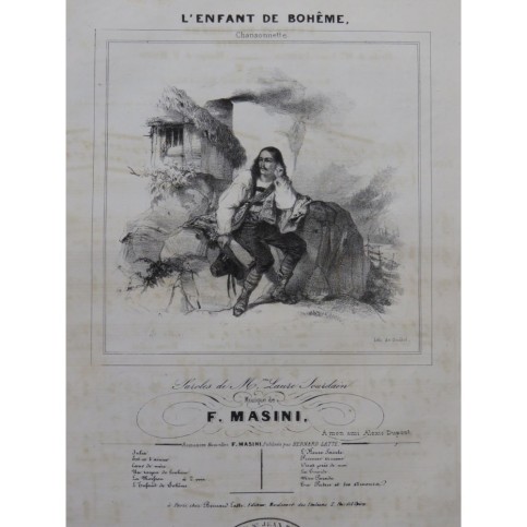 MASINI F. L'enfant de Bohême Chant Piano ca1840