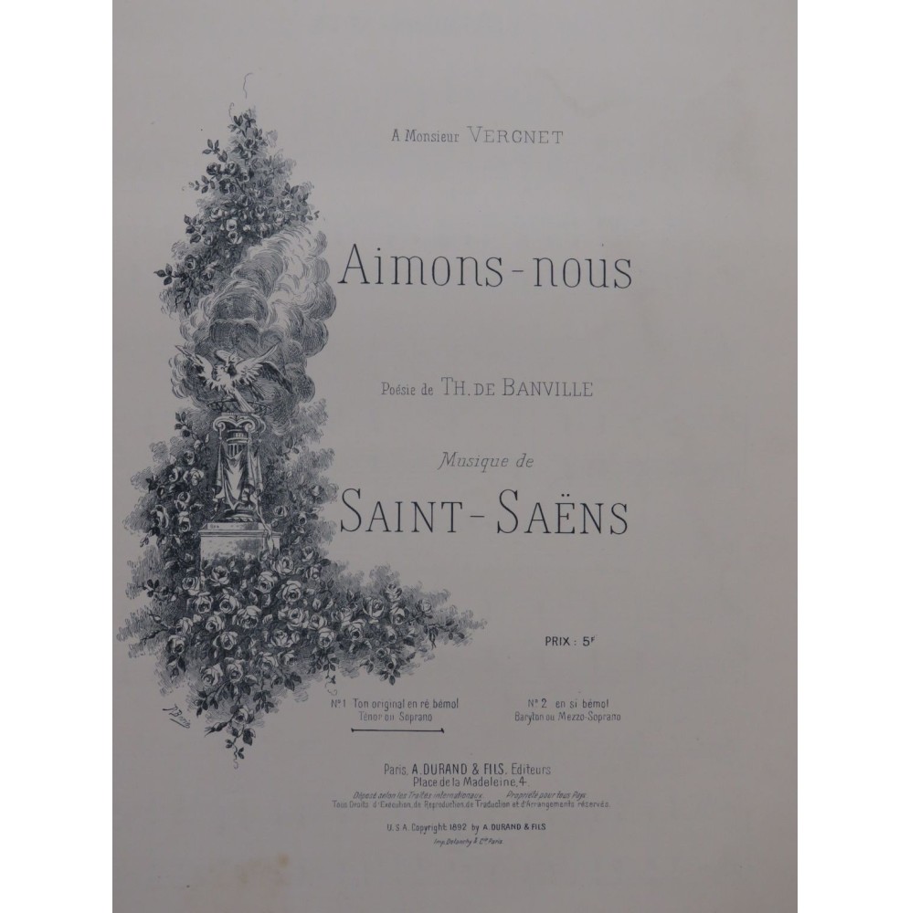 SAINT-SAËNS Camille Aimons-nous Chant Piano 1892