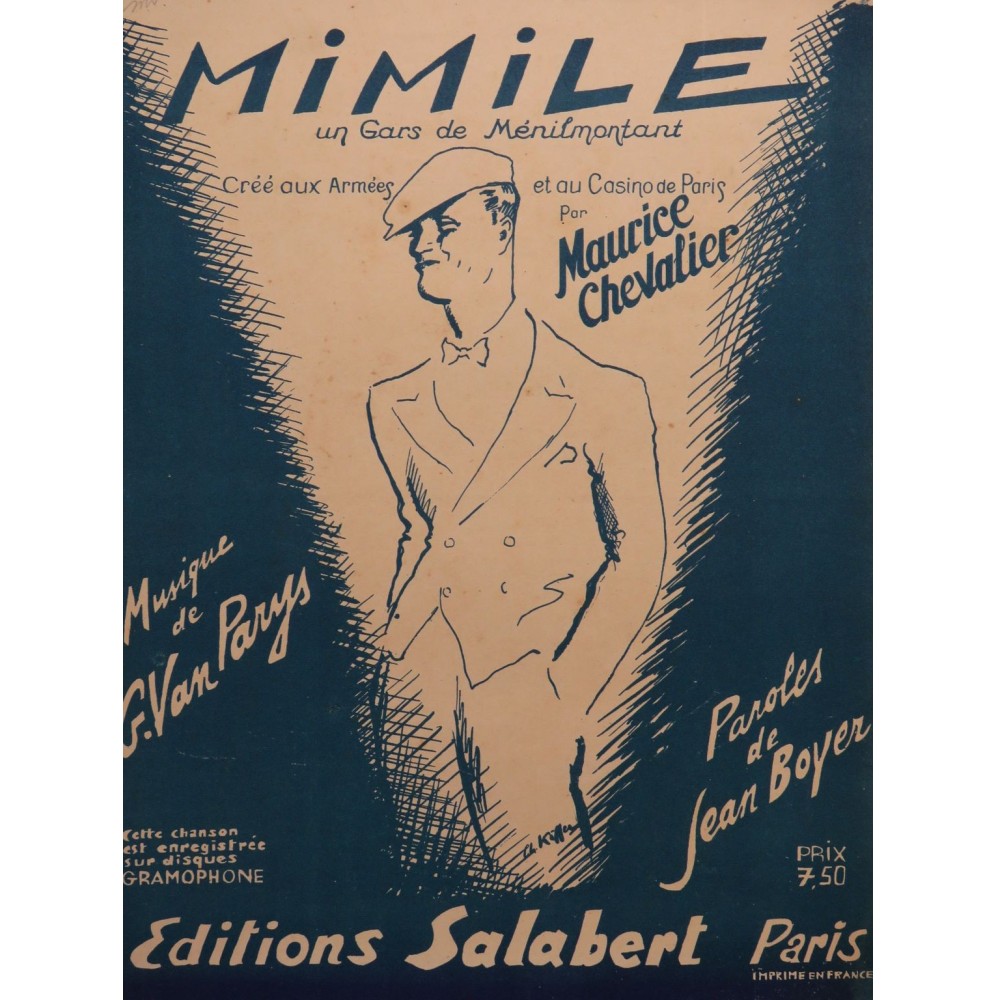 VAN PARYS G. Mimile Un gars de Ménilmontant Chant Piano 1939