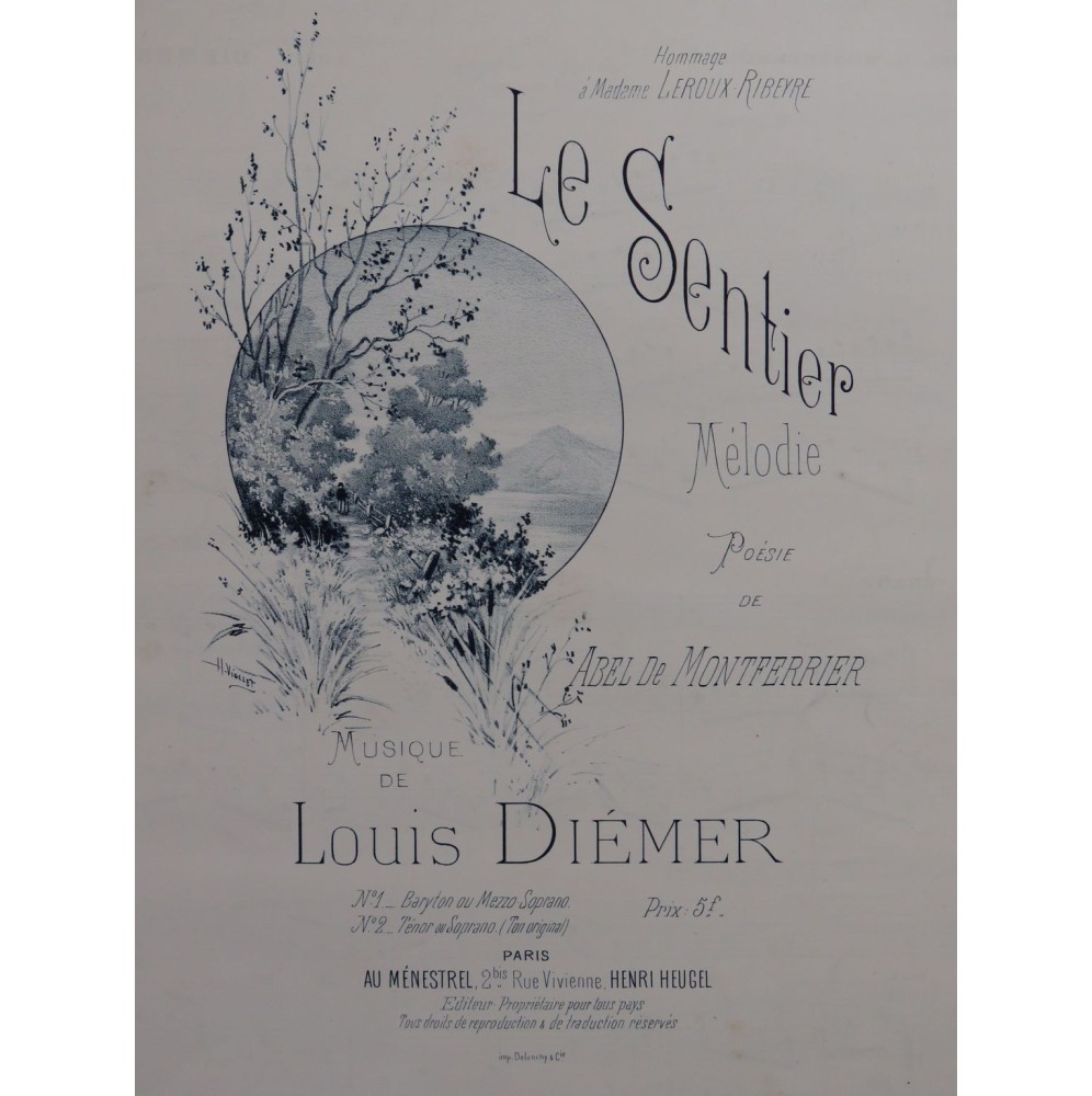 DIEMER Louis Le Sentier Chant Piano 1879