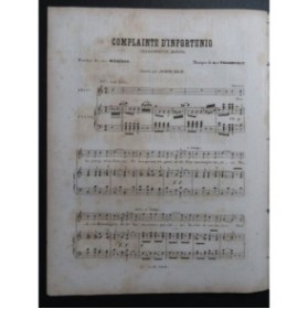 DE VILLEBICHOT A. La Complainte d'Infortuno Chant Piano 1861