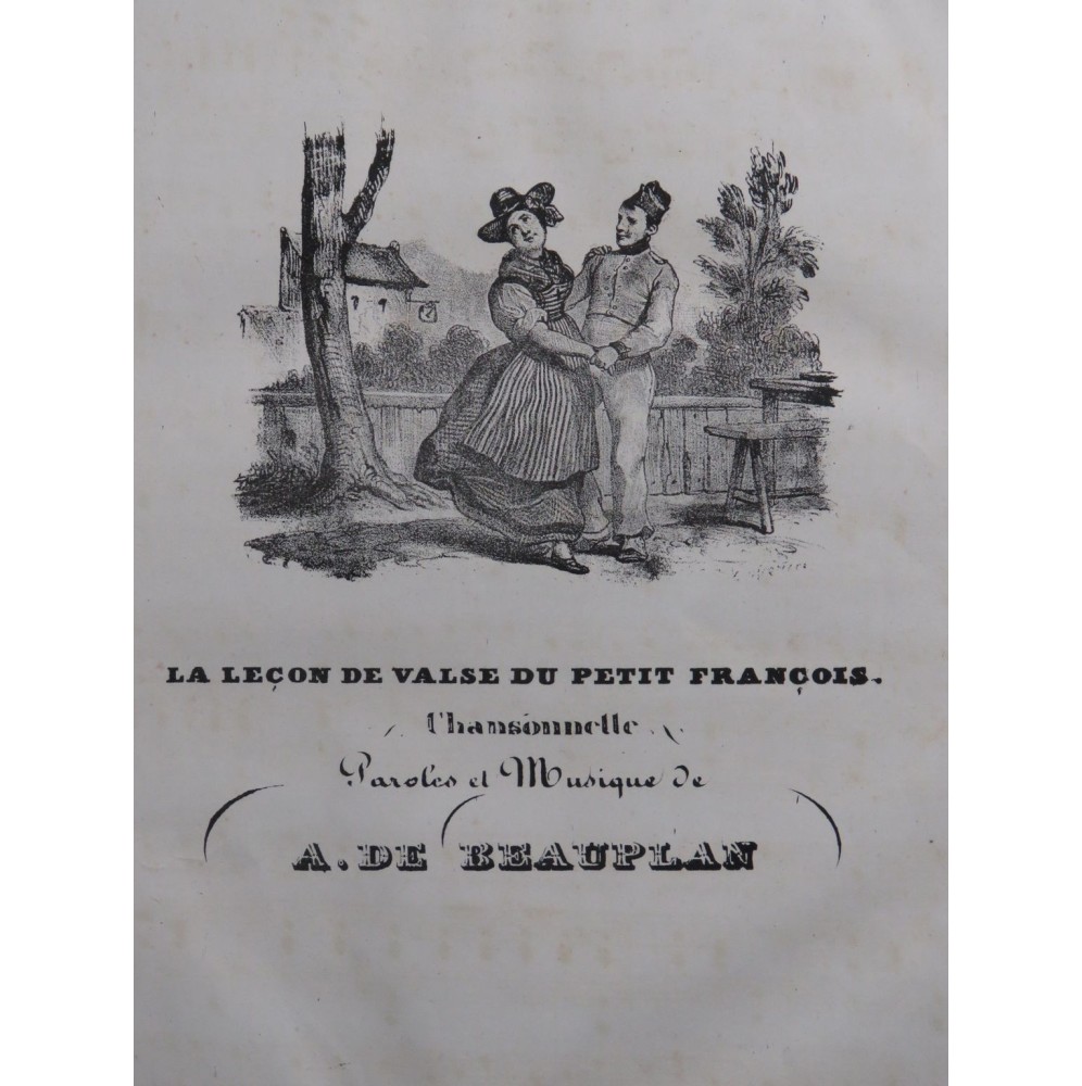DE BEAUPLAN Amédée La leçon de valse du petit François Chant Piano ca1840