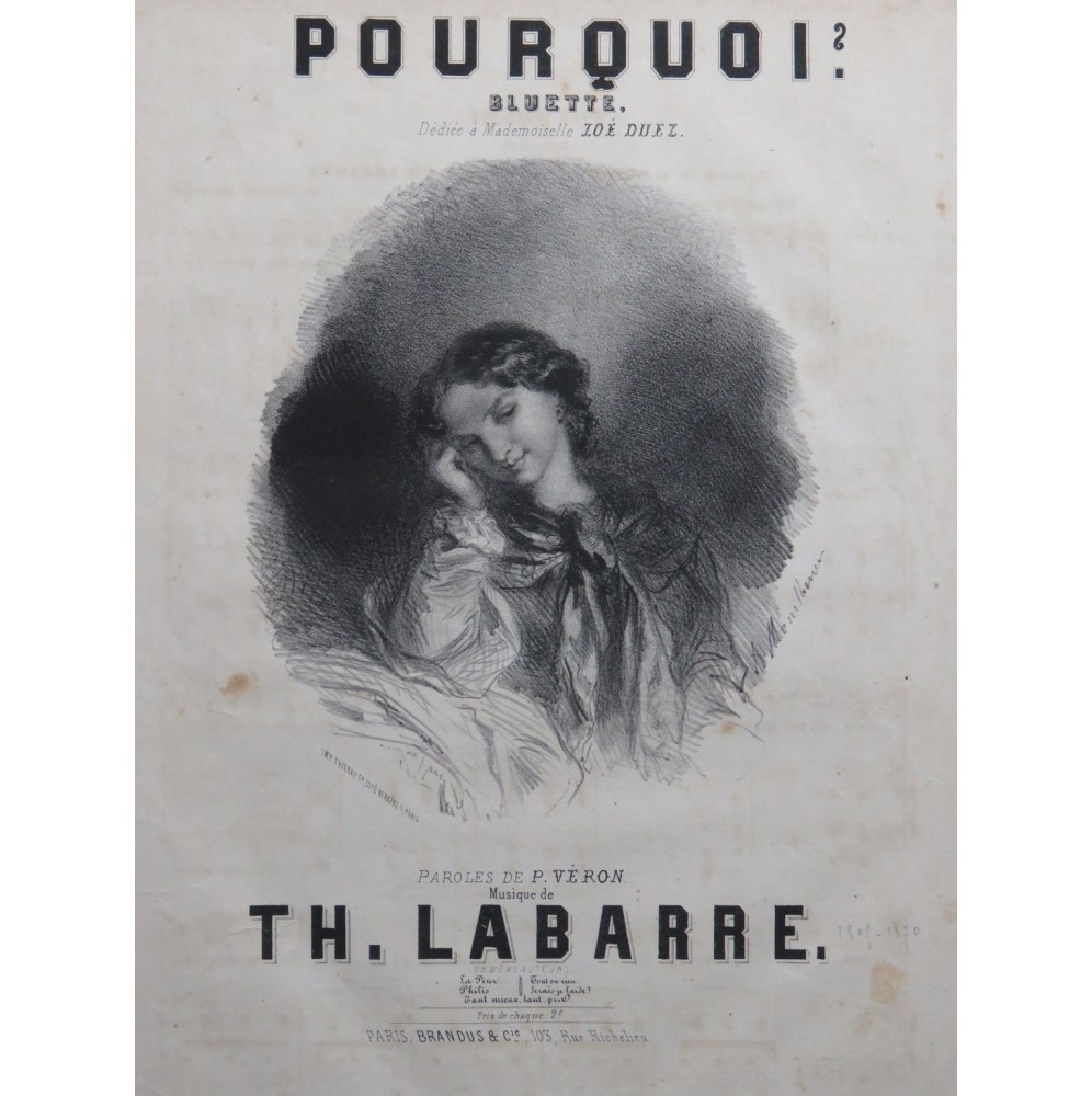 LABARRE Théodore Pourquoi ? Chant Piano 1853